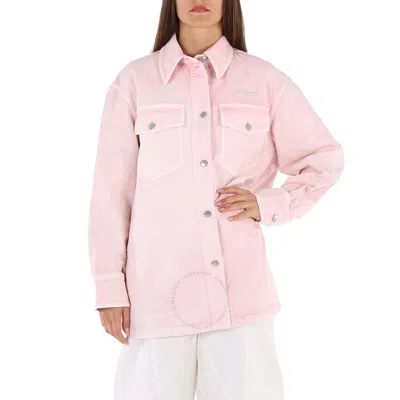 Stella Mccartney Ladies Pale Pink Logo-plaque Denim Jacket