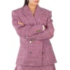 Stella Mccartney Ladies Pink Double-breasted Wool Blazer, Brand Size 36 (us Size 2) In Pink