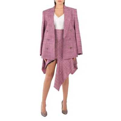 Stella Mccartney Ladies Pink Frayed Wool-tweed Skirt