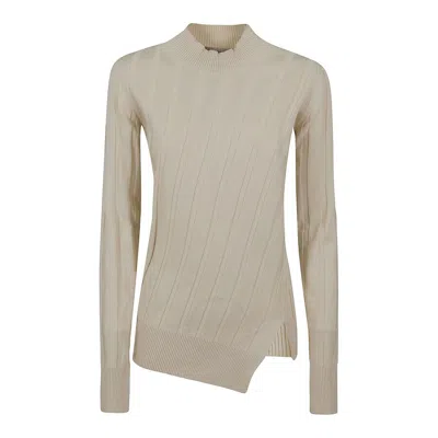 STELLA MCCARTNEY STELLA MCCARTNEY LADIES WHITE ASYMMETRIC-HEM KNIT JUMPER