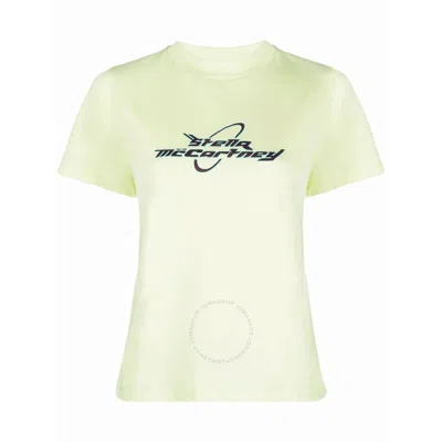 Stella Mccartney Ladies Yellow Logo-print Short-sleeve T-shirt