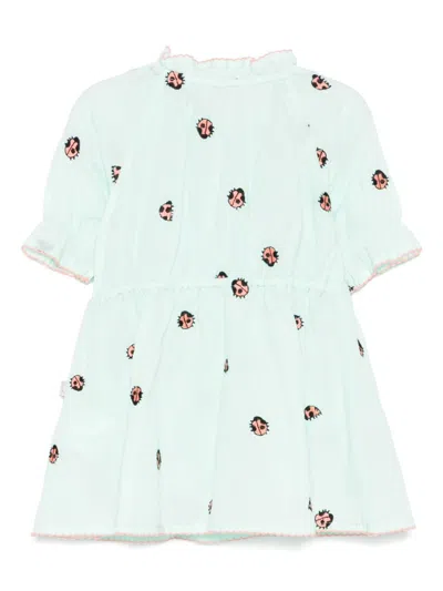 Stella Mccartney Babies' Lady Bug-embroidered Dress In Green