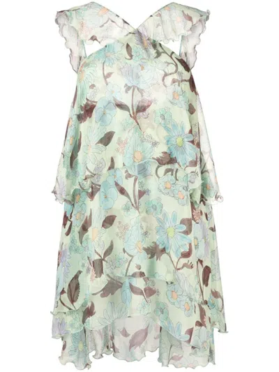 Stella Mccartney Floral Print Filly Mini Dress In Multicolour
