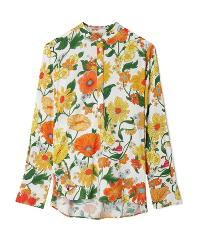 STELLA MCCARTNEY LADY GARDEN-PRINT COLLARLESS SHIRT
