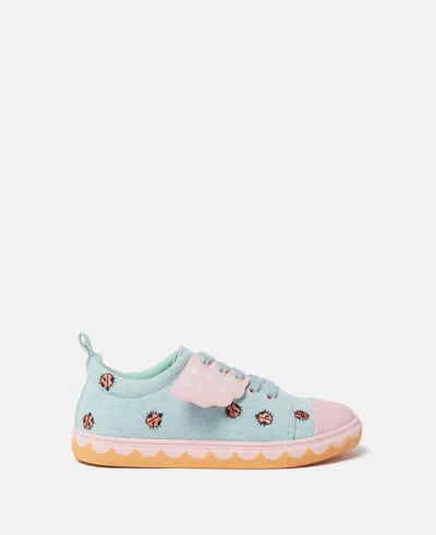 Stella Mccartney Ladybird Lace-up Canvas Sneakers In Pink/blue