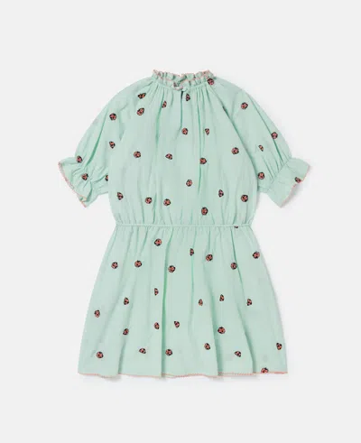 STELLA MCCARTNEY LADYBIRD SHORT-SLEEVE PLEATED TRIM DRESS