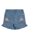 Stella Mccartney Ladybug-embroidered Ruffled Shorts In Blue