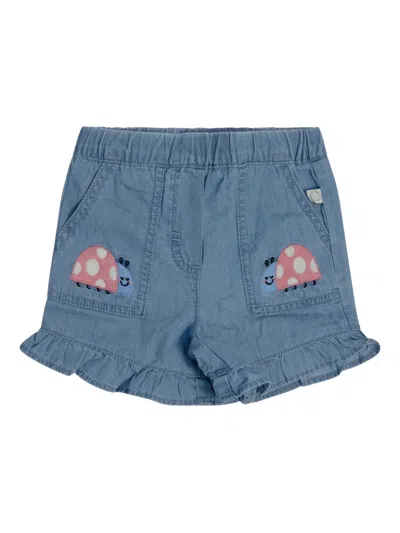 Stella Mccartney Babies' Ladybug-embroidered Ruffled Shorts In Blue