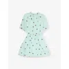 Stella Mccartney Embroidered Cotton Dress In Verdino/embroidery