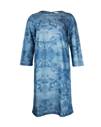 Stella Mccartney Landscape Print Mini Dress In Blue Cotton
