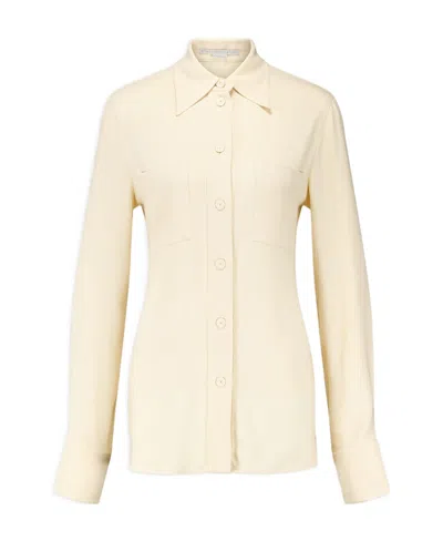 Stella Mccartney Long-sleeved Buttoned Shirt In Beige