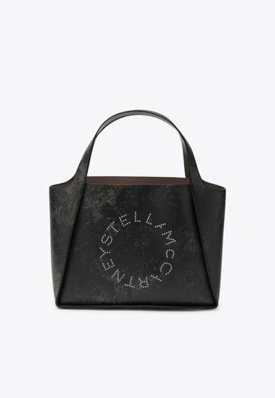 Stella Mccartney Large Aged Logo Tote Bag In Brown