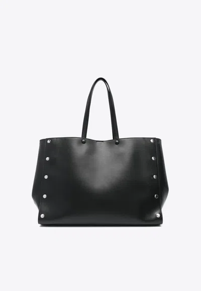 Stella Mccartney Large Faux Leather Studded Tote Bag In Black