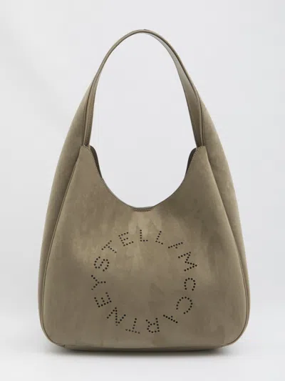 Stella Mccartney Large Khaki Hobo Bag With Logo