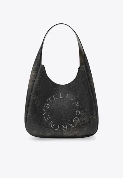 Stella Mccartney Large Logo Slouchy Aged Hobo Bag In Brown