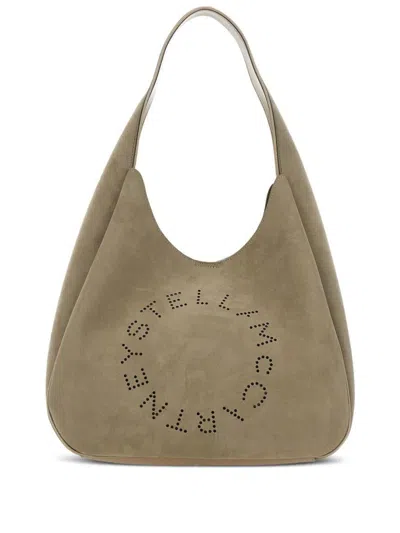 Stella Mccartney Large Perforated Shoulder Bag In Green