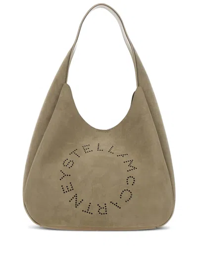 Stella Mccartney Large Perforated Shoulder Bag In Green