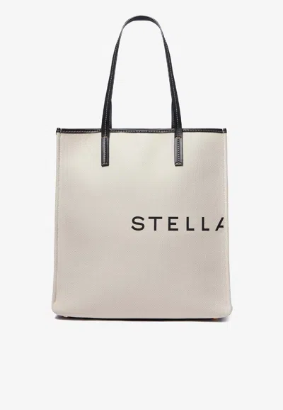 STELLA MCCARTNEY LARGE SMC LOGO CANVAS TOTE BAG