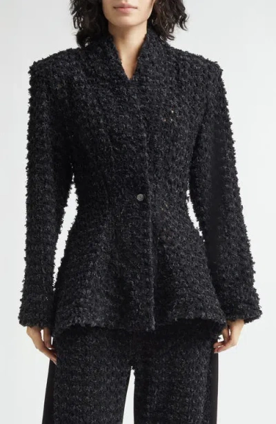 Stella Mccartney Laser Bouclé Denim Hourglass Jacket In Black