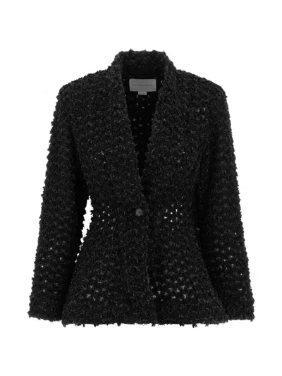 Stella Mccartney Laser Bouclé Denim Hourglass Jacket In Black