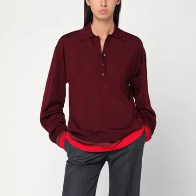 Stella Mccartney Layered Bordeaux Wool Polo In Burgundy