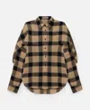 Stella Mccartney Layered Check Shirt In Beige And Black