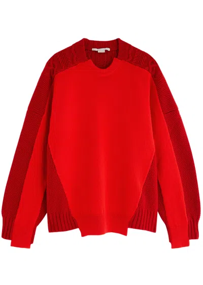 Stella Mccartney Layered-effect Cable-knit Wool Jumper In Multicoloured 1