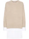 Stella Mccartney Women Maglione Stratificato In Lana E Cotone In Nude & Neutrals