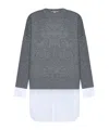 Stella Mccartney Merino And Poplin Sweater In Gray