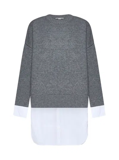 Stella Mccartney Layered Effect Knitted Jumper In Gray