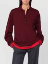 Stella Mccartney Layered Wool Long-sleeved Polo T-shirt In Red