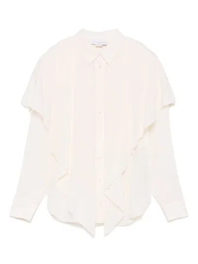Stella Mccartney Layered-panel Semi-sheer Shirt In Neutrals
