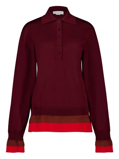 Stella Mccartney Layered Polo-neck Top In Burgundy