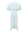 Stella Mccartney Womens Water Lily Draped Layered Silk Midi Dress In Blue