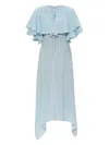 Stella Mccartney Womens Water Lily Draped Layered Silk Midi Dress In Blue