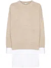 Stella Mccartney Women Maglione Stratificato In Lana E Cotone In Beige