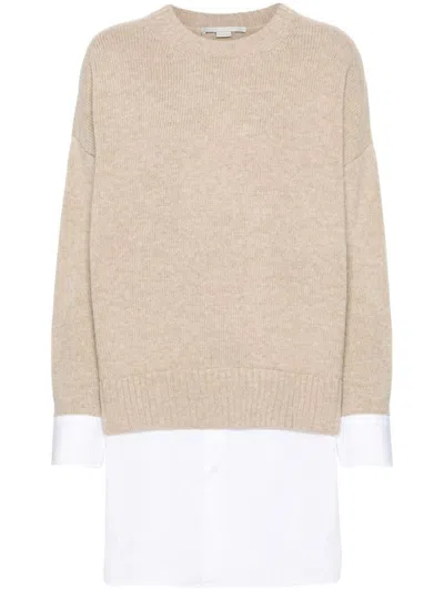 Stella Mccartney Layered Wool And Cotton Sweater Clothing In Beige