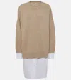 Stella Mccartney Wool Knit Crewneck Sweater In Beige
