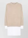 Stella Mccartney Women Maglione Stratificato In Lana E Cotone In Neutrals