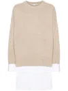 Stella Mccartney Women Maglione Stratificato In Lana E Cotone In Nude & Neutrals