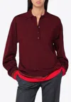 Stella Mccartney Layered Wool Long-sleeved Polo T-shirt In Burgundy