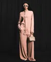 Stella Mccartney Lead-free Crystal Bow Tie Shirt In Dusty Rose Pink
