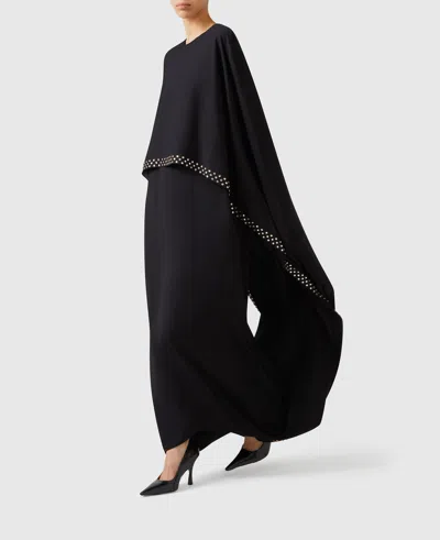 Stella Mccartney Lead-free Crystal Cape Gown In Black