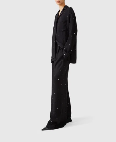Stella Mccartney Lead-free Crystal Oversized Shirt In Black