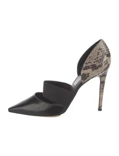 Pre-owned Stella Mccartney Leather Animal Print D'orsay Pumps In Black