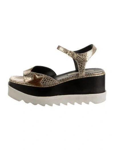 Pre-owned Stella Mccartney Leather Animal Print Flats In Black