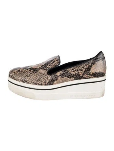 Pre-owned Stella Mccartney Leather Animal Print Flats In Neutrals