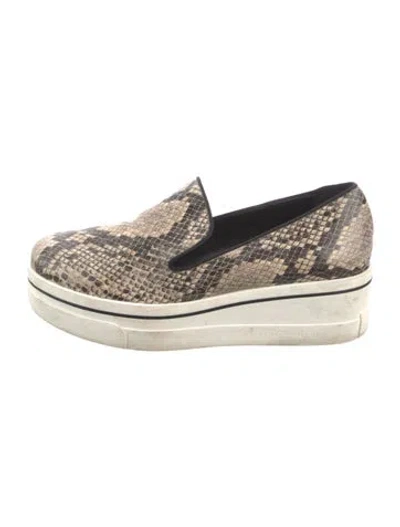 Pre-owned Stella Mccartney Leather Animal Print Loafer Sneakers In Neutral