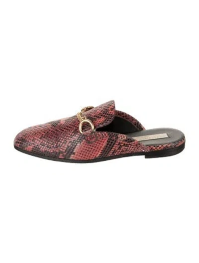 Pre-owned Stella Mccartney Leather Animal Print Mules In Burgundy