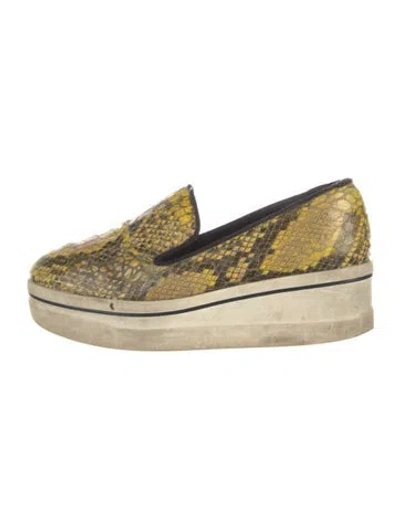 Pre-owned Stella Mccartney Leather Animal Print Mules In Yellow